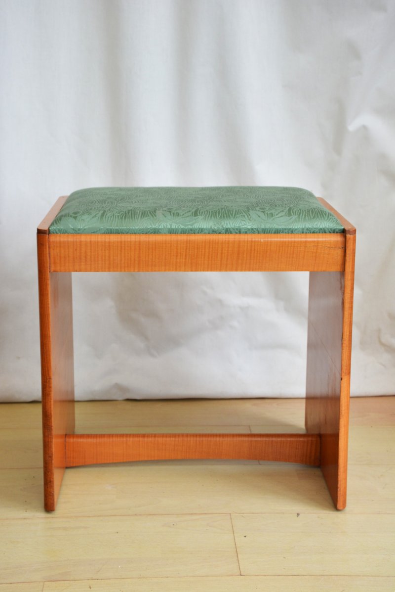 English Art Deco Sycamore Dressing Table Stool - Image 3